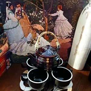 🍵Vintage Sasaki Colorstone-Matte Black Japan&Simple Dining Tea Pot China.🎁